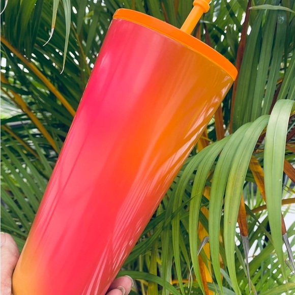 Starbucks Ombre Pink Orange Stainless Steel Gradient Cold Cup Tumbler 24oz 2022 - Picture 3 of 9